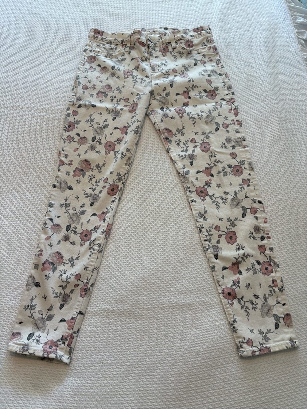 Hudson Nico Midrise Ankle Super Skinny Jeans White / Pink Grey Floral size 32 - Picture 4 of 16